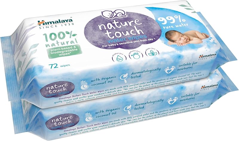 Himalaya Nature Touch Water Baby Wipes 72 Wipes Pack Of