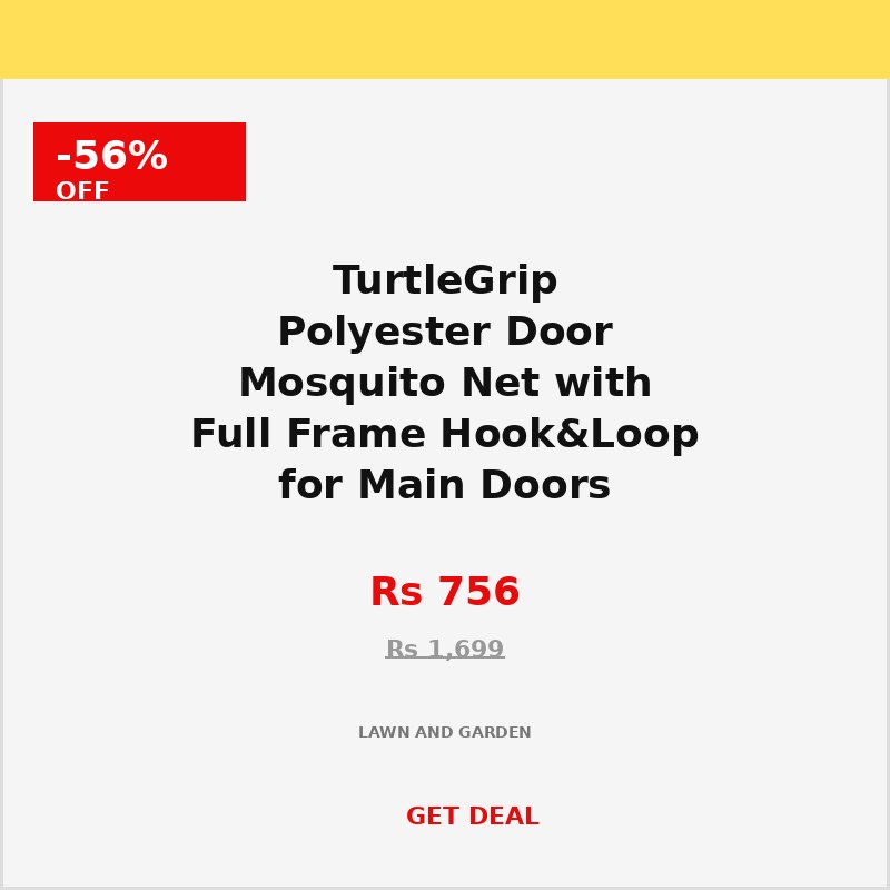 TurtleGrip Polyester Door Mosquito Net with Full Frame Hook&Loop for Main Doors