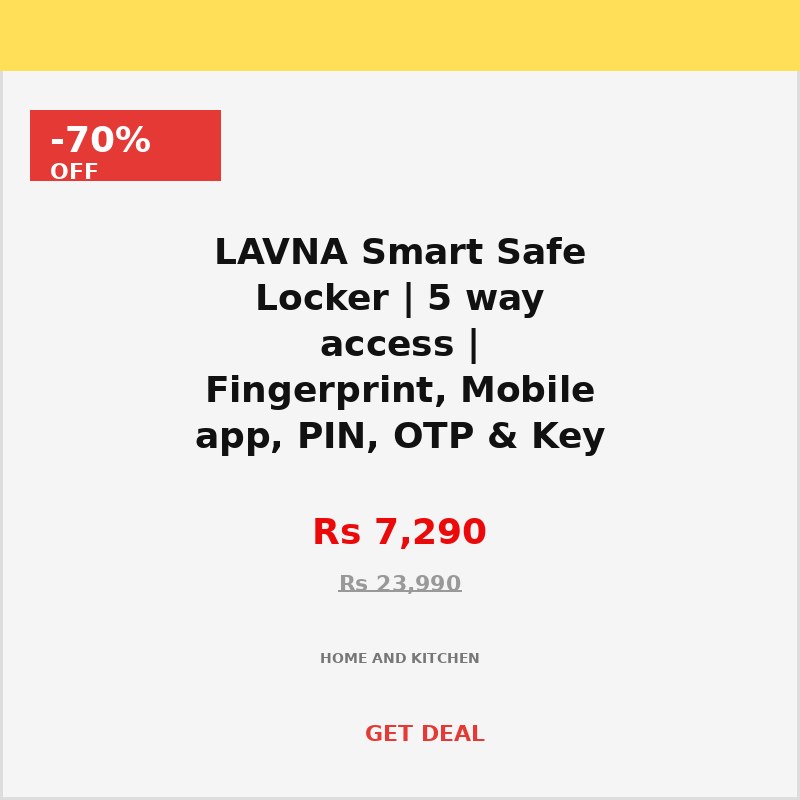 LAVNA Smart Safe Locker | 5 way access | Fingerprint, Mobile app, PIN, OTP & Key Access