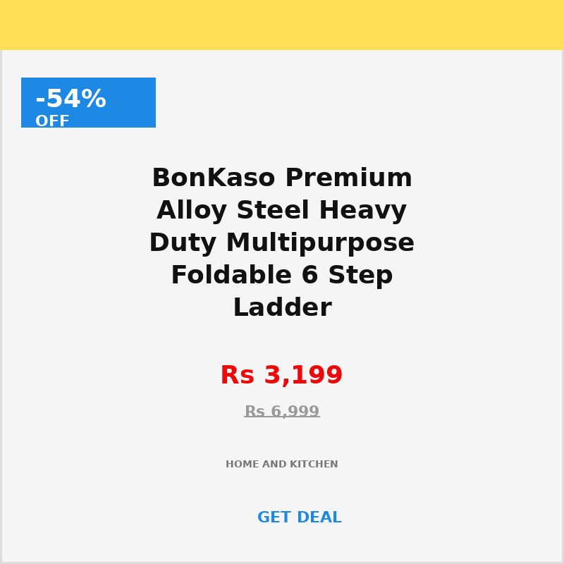 BonKaso Premium Alloy Steel Heavy Duty Multipurpose Foldable 6 Step Ladder